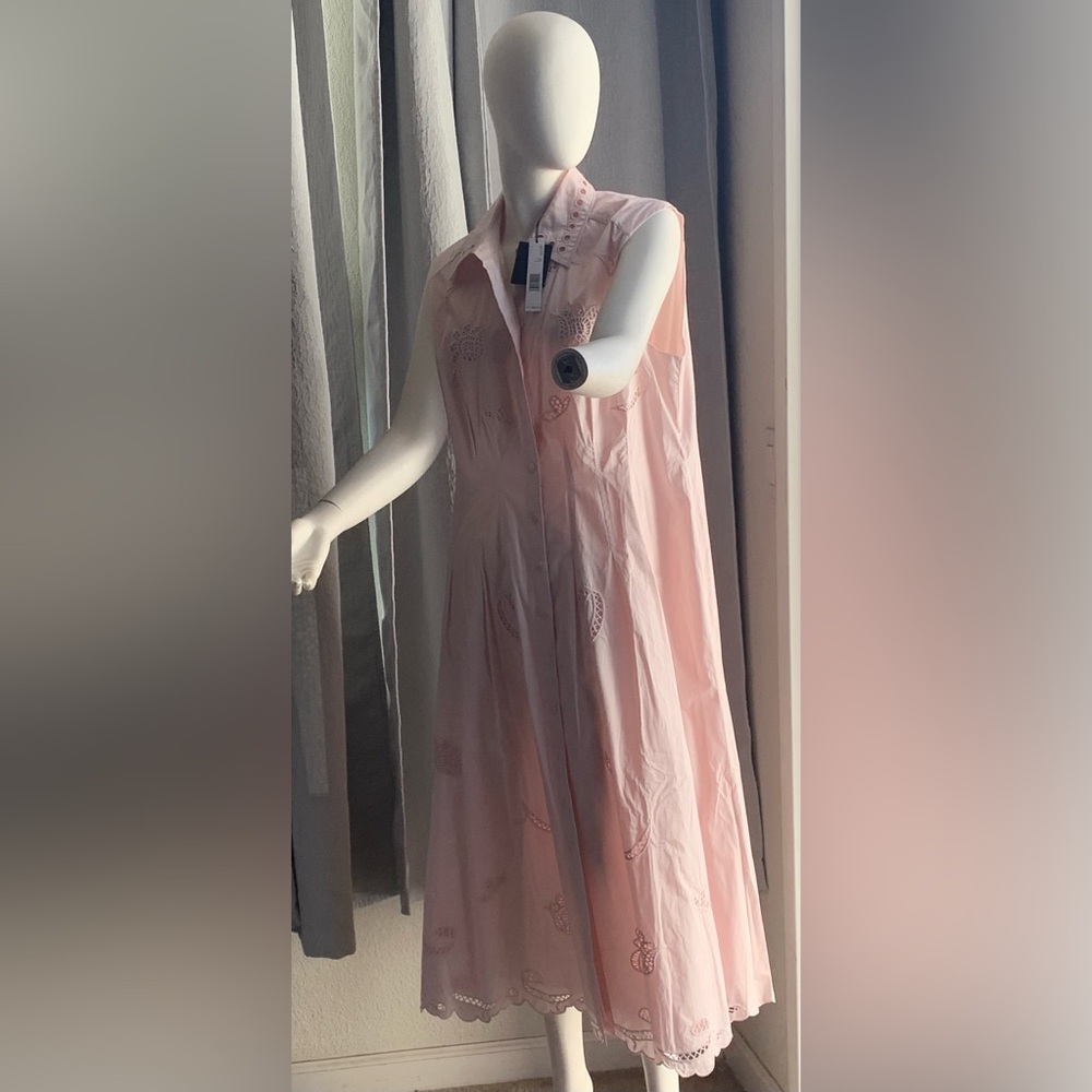 Elie Tahari Blush Pink Sleeveless Eyelet Maxi Dress